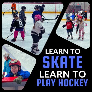 Black background with images of children skating