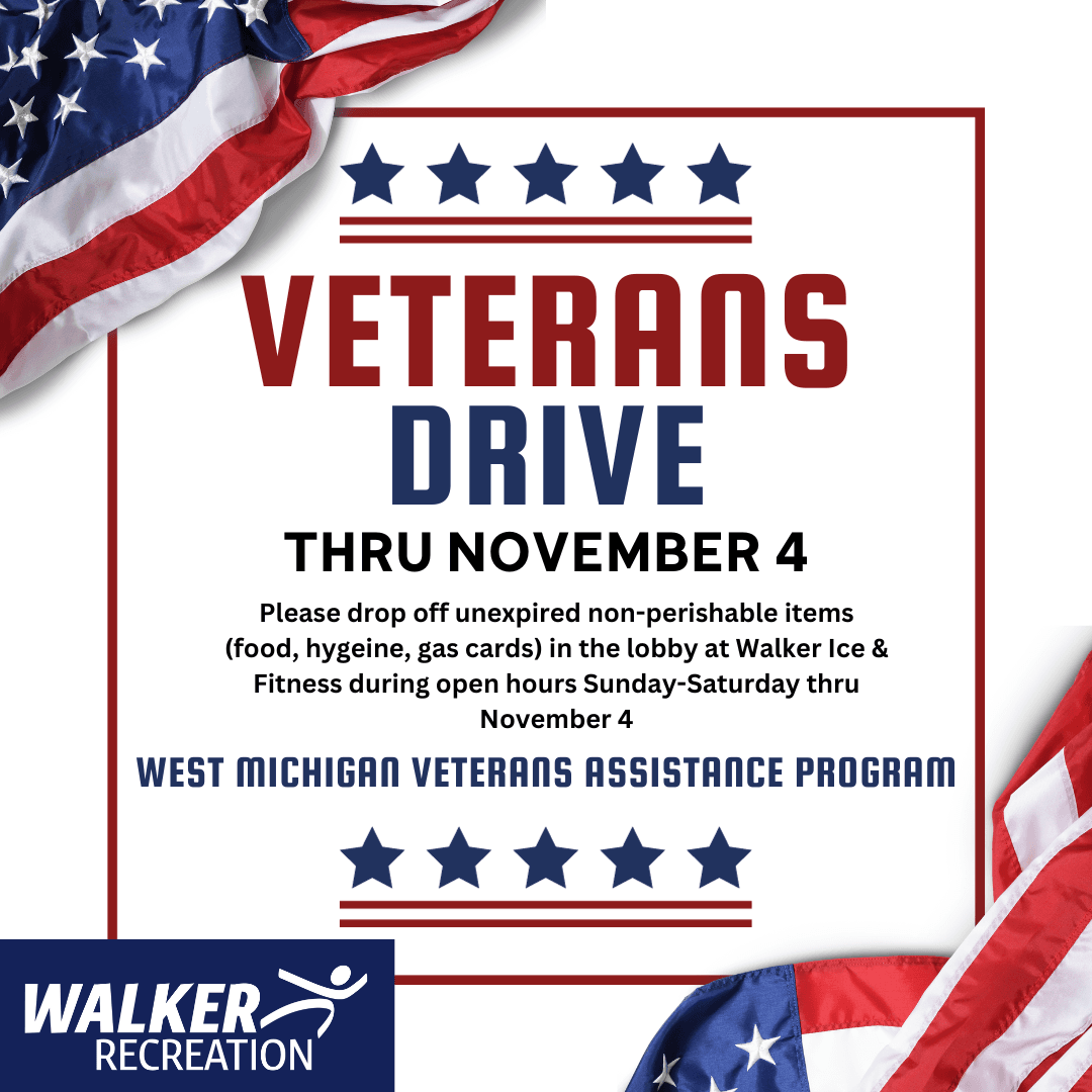 american flag with information about veteran drive