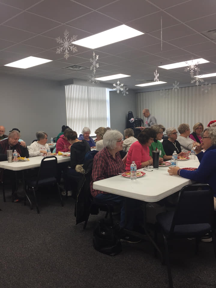 Adults having a winter party