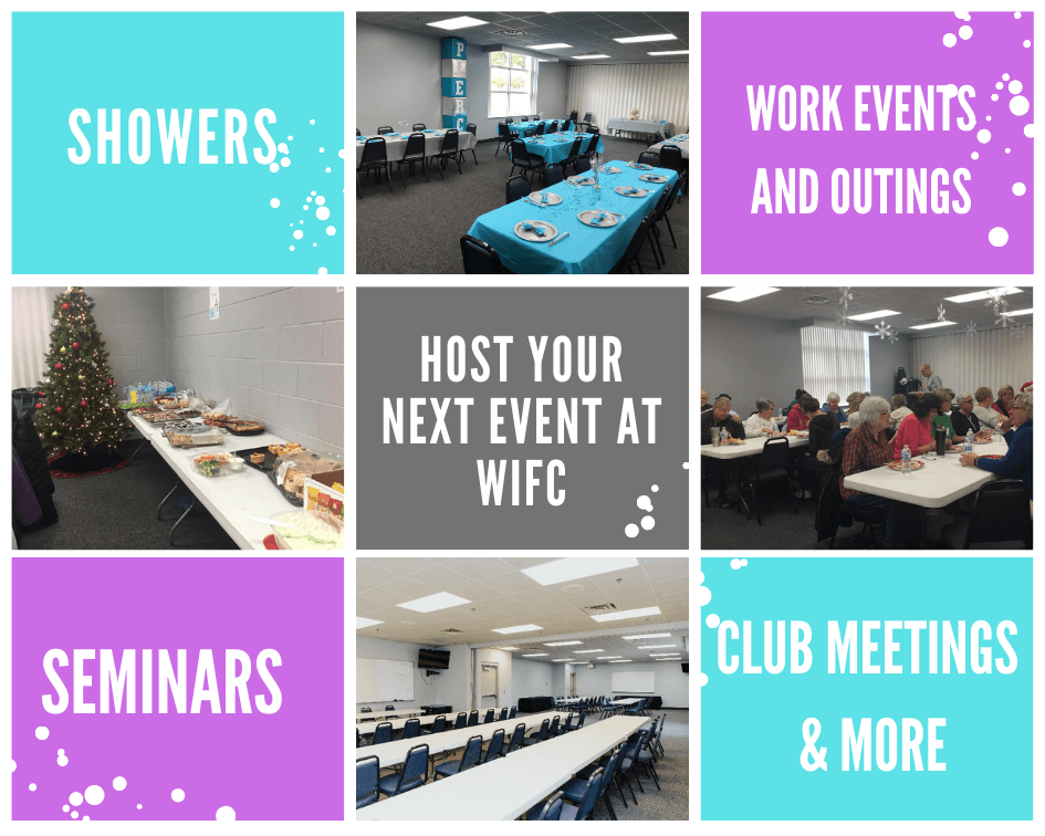 Host your next event at WIFC: Showers, work events & outings, seminars, club meetings & more