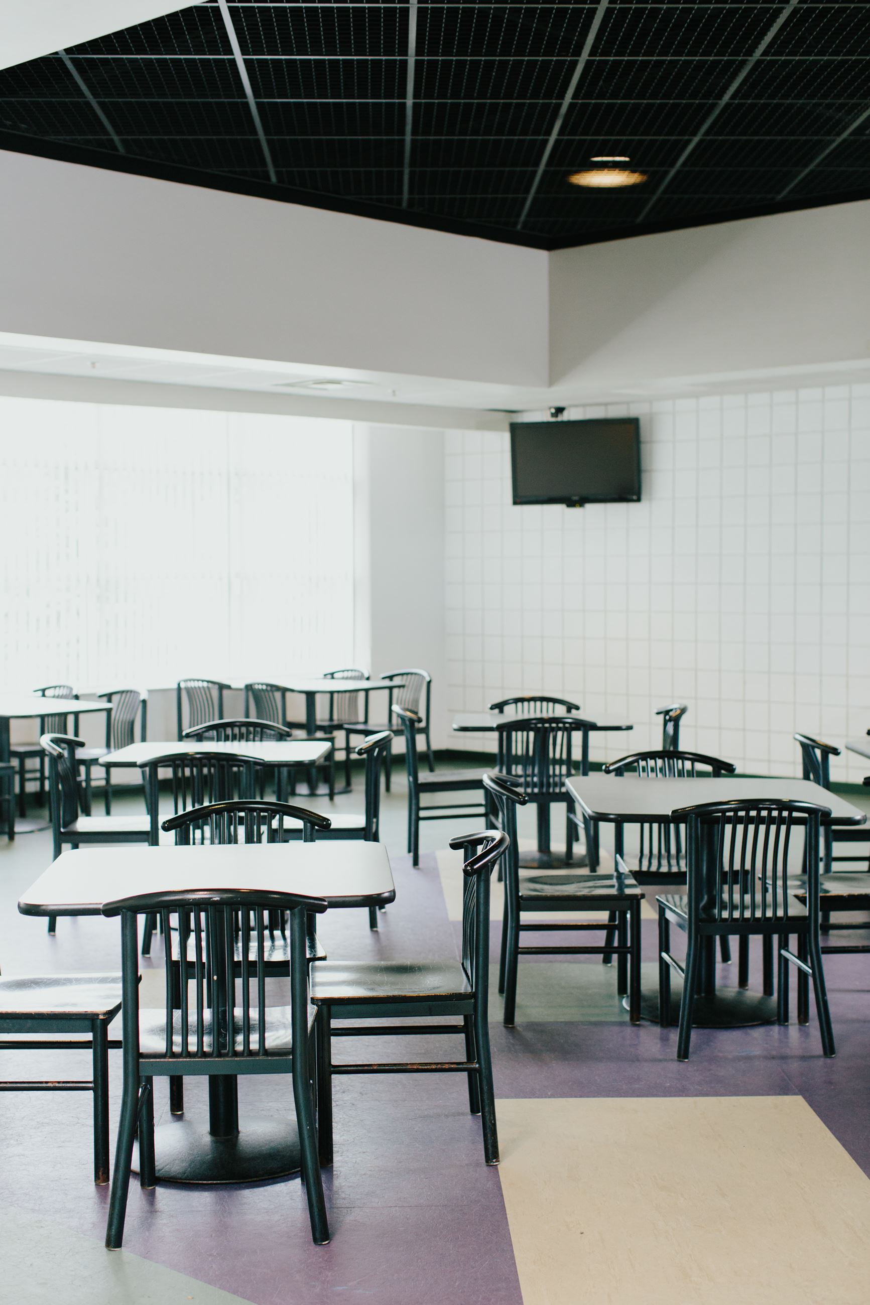 Tables in the concessions area
