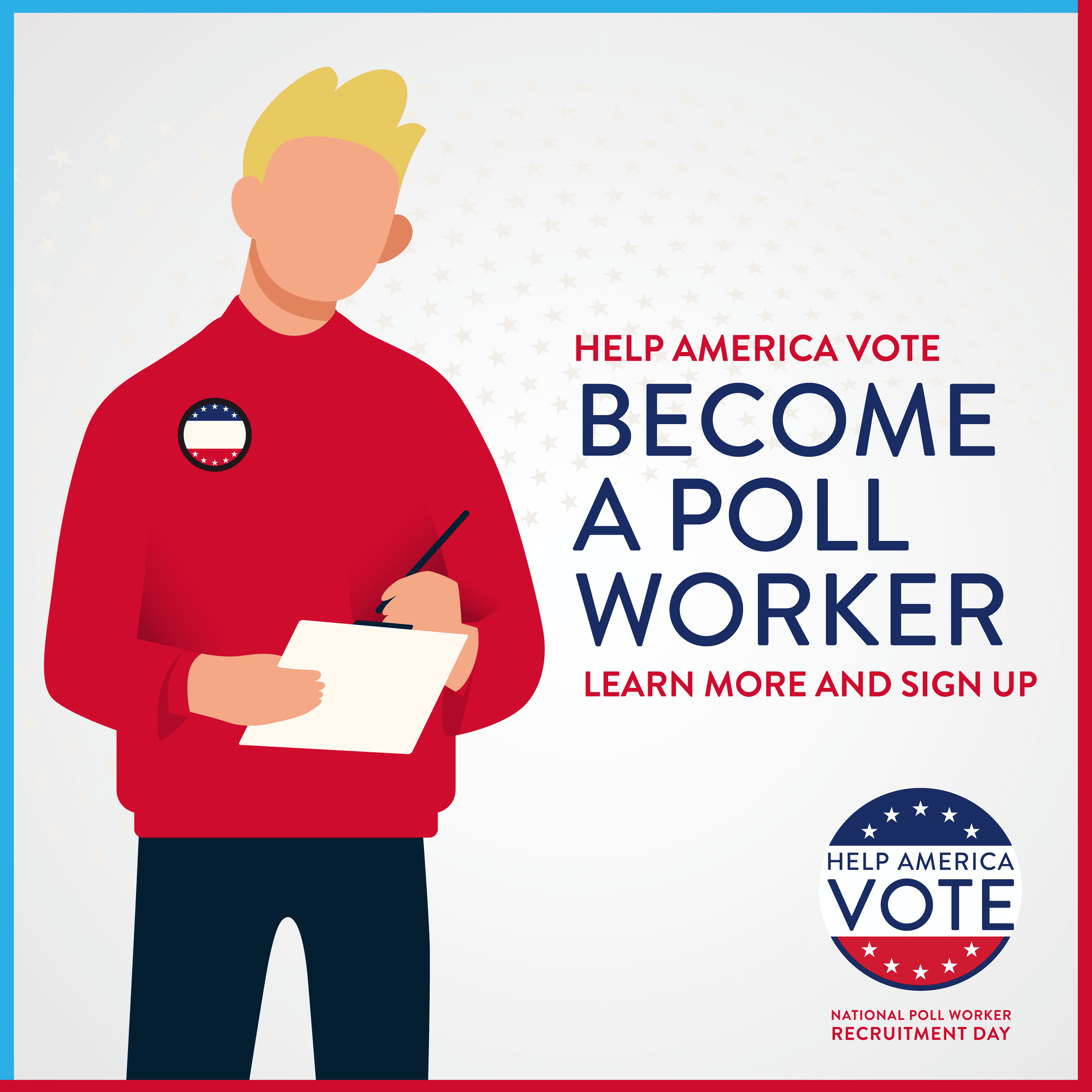 Cartoon man holding paper application Opens in new window