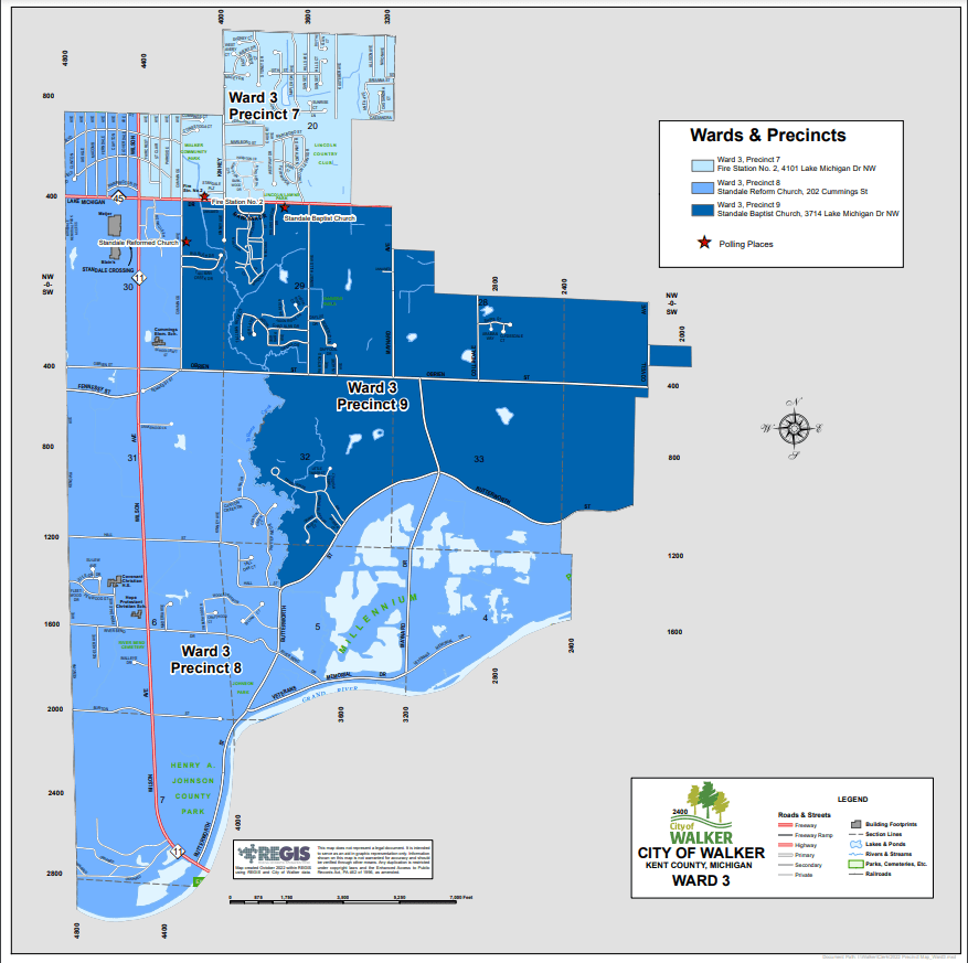Area highlighting the southern end of Walker